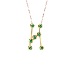 Orion Kolye - Yeşil kuvars 18 ayar altın kolye (40 cm rose altın rolo zincir) #1misjqp
