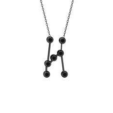 Orion Kolye - Siyah zirkon 925 ayar siyah rodyum kaplama gümüş kolye (40 cm gümüş rolo zincir) #1wkv9qn