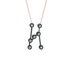 Orion Kolye - Pırlanta 925 ayar siyah rodyum kaplama gümüş kolye (0.252 karat, 40 cm rose altın rolo zincir) #1xbq9cj