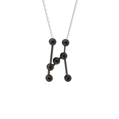 Orion Kolye - Dumanlı kuvars 925 ayar siyah rodyum kaplama gümüş kolye (40 cm gümüş rolo zincir) #27kru3