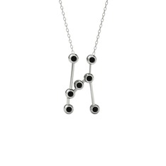 Orion Kolye - Siyah zirkon 925 ayar gümüş kolye (40 cm beyaz altın rolo zincir) #7yum6c