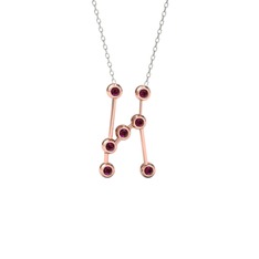 Rodolit garnet 925 ayar rose altın kaplama gümüş kolye (40 cm beyaz altın rolo zincir)