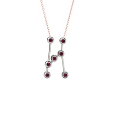Orion Kolye - Rodolit garnet 925 ayar gümüş kolye (40 cm rose altın rolo zincir) #ino80b