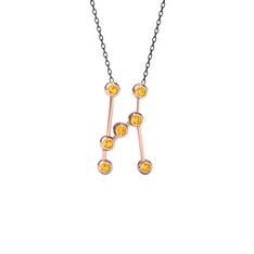 Orion Kolye - Sitrin 925 ayar rose altın kaplama gümüş kolye (40 cm gümüş rolo zincir) #ko544b