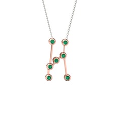 Orion Kolye - Yeşil kuvars 14 ayar rose altın kolye (40 cm gümüş rolo zincir) #nx18k6