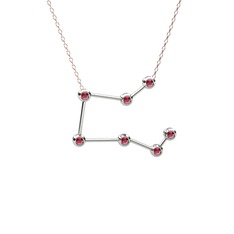 Rodolit garnet 8 ayar beyaz altın kolye (40 cm gümüş rolo zincir)