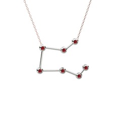 Garnet 14 ayar beyaz altın kolye (40 cm rose altın rolo zincir)