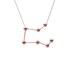 Rodolit garnet 18 ayar rose altın kolye (40 cm beyaz altın rolo zincir)