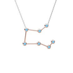 Akuamarin 925 ayar rose altın kaplama gümüş kolye (40 cm beyaz altın rolo zincir)