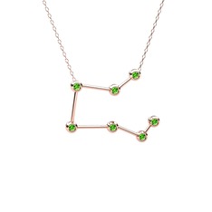 Peridot 14 ayar rose altın kolye (40 cm rose altın rolo zincir)