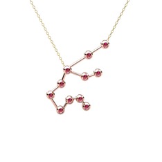 Rodolit garnet 18 ayar rose altın kolye (40 cm altın rolo zincir)