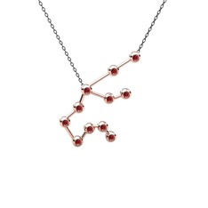 Garnet 18 ayar rose altın kolye (40 cm gümüş rolo zincir)