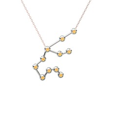 Aquarius Kolye - Sitrin 14 ayar beyaz altın kolye (40 cm rose altın rolo zincir) #1ht2ie8