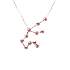 Aquarius Kolye - Rodolit garnet 14 ayar rose altın kolye (40 cm gümüş rolo zincir) #1ky53vb