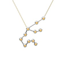 Aquarius Kolye - Sitrin 8 ayar beyaz altın kolye (40 cm gümüş rolo zincir) #1mib36b