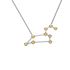 Leo Kolye - Sitrin 8 ayar beyaz altın kolye (40 cm gümüş rolo zincir) #1bnxn4t