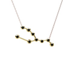 Taurus Kolye - Siyah zirkon 14 ayar altın kolye (40 cm rose altın rolo zincir) #1meizhn