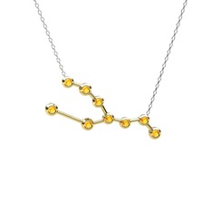 Taurus Kolye - Sitrin 14 ayar altın kolye (40 cm gümüş rolo zincir) #4071u8