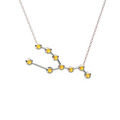Taurus Kolye - Sitrin 8 ayar beyaz altın kolye (40 cm rose altın rolo zincir) #avwlqd