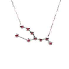 Rodolit garnet 14 ayar beyaz altın kolye (40 cm rose altın rolo zincir)