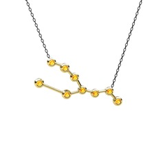 Taurus Kolye - Sitrin 18 ayar altın kolye (40 cm gümüş rolo zincir) #tr4etu