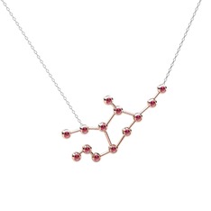 Rodolit garnet 14 ayar rose altın kolye (40 cm beyaz altın rolo zincir)