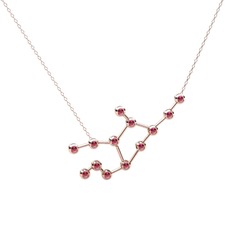 Rodolit garnet 14 ayar rose altın kolye (40 cm rose altın rolo zincir)