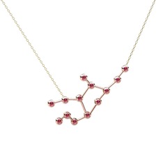 Rodolit garnet 18 ayar rose altın kolye (40 cm gümüş rolo zincir)