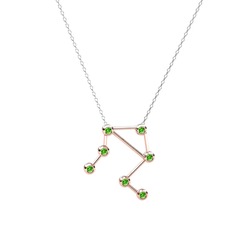 Libra Kolye - Peridot 8 ayar rose altın kolye (40 cm beyaz altın rolo zincir) #159y73a