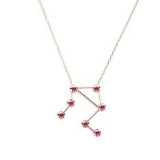 Rodolit garnet 18 ayar rose altın kolye (40 cm altın rolo zincir)