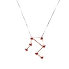 Libra Kolye - Garnet 18 ayar rose altın kolye (40 cm beyaz altın rolo zincir) #1en8lsh