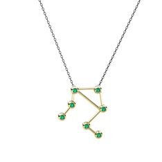 Libra Kolye - Yeşil kuvars 14 ayar altın kolye (40 cm gümüş rolo zincir) #1gcvqp9
