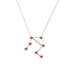 Libra Kolye - Rodolit garnet 925 ayar rose altın kaplama gümüş kolye (40 cm rose altın rolo zincir) #1mbdpdr