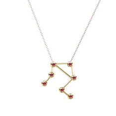 Libra Kolye - Rodolit garnet 14 ayar altın kolye (40 cm rose altın rolo zincir) #1yhjxq6