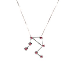 Libra Kolye - Rodolit garnet 925 ayar gümüş kolye (40 cm rose altın rolo zincir) #h87jfk