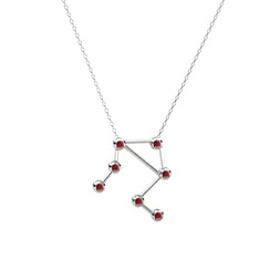 Libra Kolye - Garnet 925 ayar gümüş kolye (40 cm gümüş rolo zincir) #iy9n47