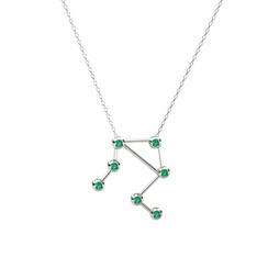 Libra Kolye - Yeşil kuvars 925 ayar gümüş kolye (40 cm gümüş rolo zincir) #m5cd3l