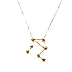 Libra Kolye - Garnet 18 ayar altın kolye (40 cm altın rolo zincir) #waxt0f
