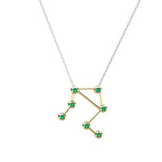 Libra Kolye - Yeşil kuvars 14 ayar altın kolye (40 cm beyaz altın rolo zincir) #xdwgei