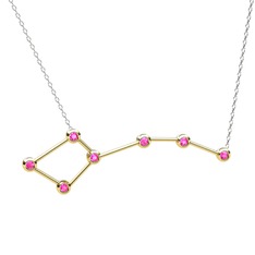 Ursa Minor Kolye - Pembe kuvars 8 ayar altın kolye (40 cm beyaz altın rolo zincir) #13scir4