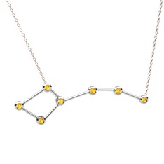 Ursa Minor Kolye - Sitrin 14 ayar beyaz altın kolye (40 cm rose altın rolo zincir) #185v8pu