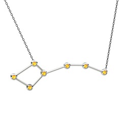 Ursa Minor Kolye - Sitrin 14 ayar beyaz altın kolye (40 cm gümüş rolo zincir) #3yerir