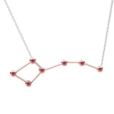 Rodolit garnet 18 ayar rose altın kolye (40 cm beyaz altın rolo zincir)