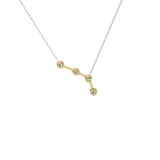 Aries Kolye - Beyaz zirkon 8 ayar altın kolye (40 cm beyaz altın rolo zincir) #10s1epd