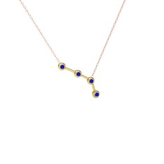 Aries Kolye - Lab safir 18 ayar altın kolye (40 cm rose altın rolo zincir) #11ycp46