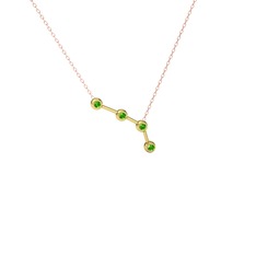 Aries Kolye - Peridot 18 ayar altın kolye (40 cm rose altın rolo zincir) #12ak8bt