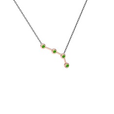 Peridot 8 ayar rose altın kolye (40 cm gümüş rolo zincir)