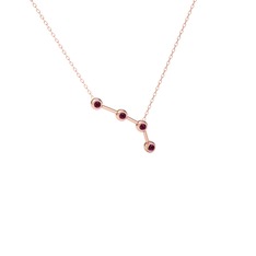 Aries Kolye - Rodolit garnet 18 ayar rose altın kolye (40 cm gümüş rolo zincir) #1775qof