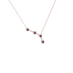 Garnet 14 ayar beyaz altın kolye (40 cm rose altın rolo zincir)