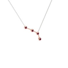 Rodolit garnet 8 ayar rose altın kolye (40 cm beyaz altın rolo zincir)